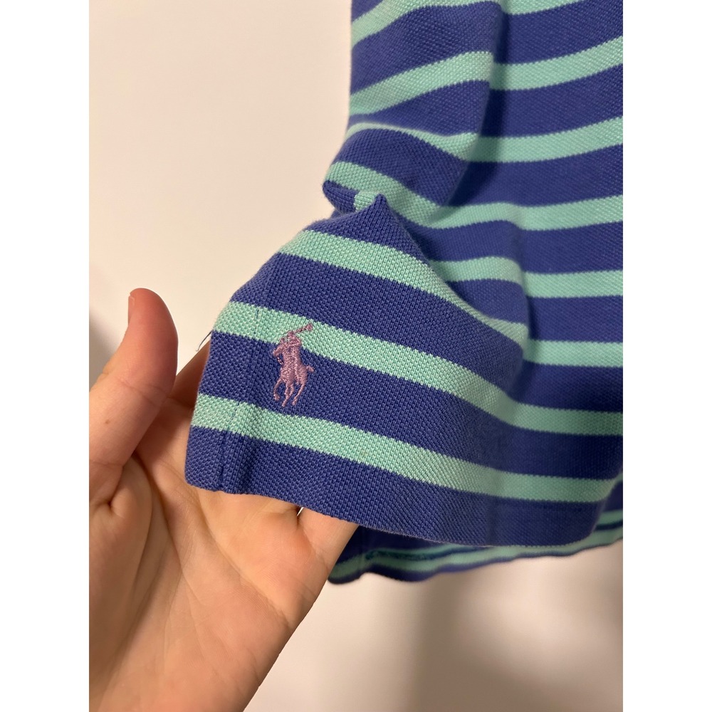 Polo Ralph Lauren The Big Shirt Mens Medium Purple Mint Green Striped Polo USA - Picture 8 of 9